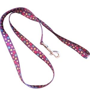 Coastal Brand Purple Multicolor Paw Print 47” Dog Leash S/M